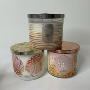 Bath & Body Works Candles Pink Pineapple Sunrise Bronzed Sunset & Sunrise Woods
